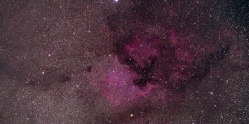 A breathtaking view of the North America Nebula, capturing vibrant stars and cosmic beauty.
