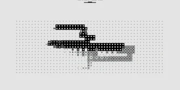 Black and white abstract representation of a multimodal model version two, featuring geometric patterns and lines.