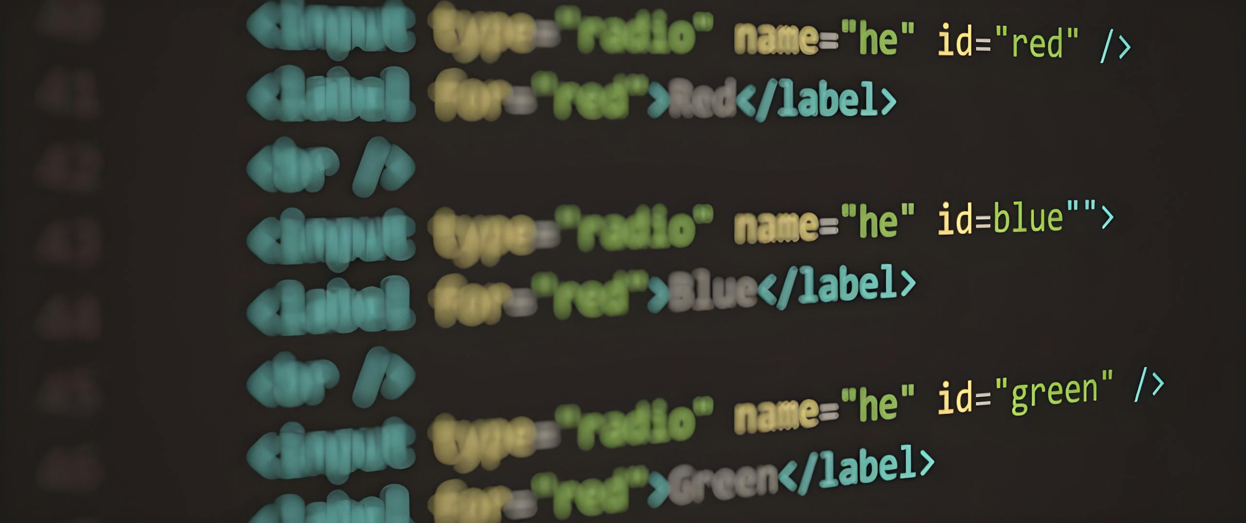 HTML code displayed on a screen, demonstrating web structure and syntax.