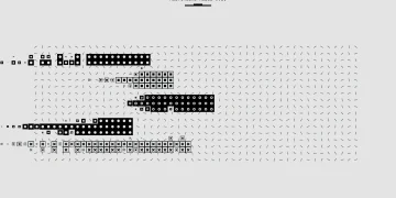 Abstract black and white graphic featuring a multimodal model pattern with various shapes.