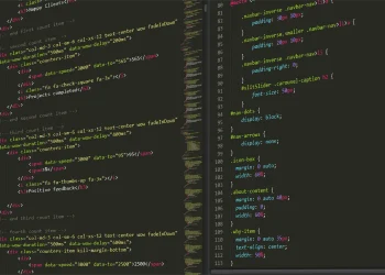 Close-up of highlighted HTML and CSS code on a dark screen, suitable for tech themes.