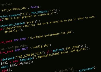 A close-up view of PHP code displayed on a computer screen, highlighting programming and development concepts.
