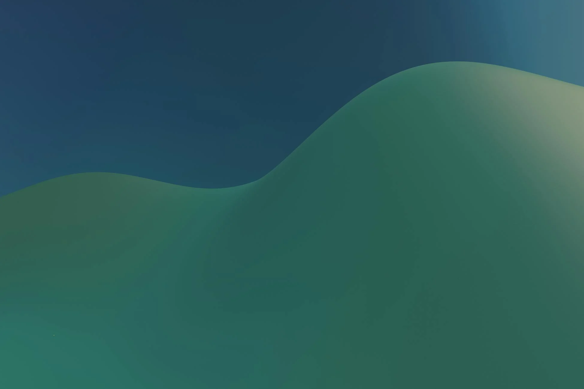 Minimalist abstract image capturing smooth green waves against a dark gradient sky.