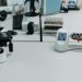 A well-equipped laboratory with a microscope and vials ready for analysis.