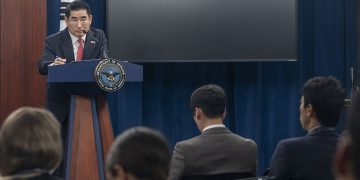 United States Secretary of Defense Lloyd Austin and South Korea Defense Minister Kim Yong-hyun conduct a joint press briefing at the Pentagon, USA on October 30, 2024 - 10