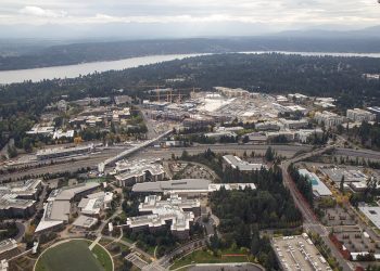 Microsoft Redmond Campus redevelopment aerial view, Sept. 2021