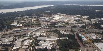 Microsoft Redmond Campus redevelopment aerial view, Sept. 2021