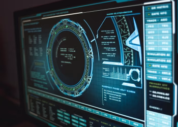Close-up view of a high-tech computer interface displaying cyber security data, enhancing digital protection.