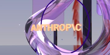 The word anthropic within a purple circle and abstract shapes.