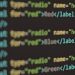 HTML code displayed on a screen, demonstrating web structure and syntax.