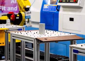 Close up of machinery in an industrial setting showcasing automation and technology.