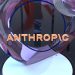 Anthropic text with abstract transparent purple and orange shapes.