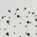 Close-up of a geometric molecular structure model with black and white connections on a light background.