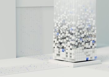 Abstract 3D render visualizing artificial intelligence and neural networks in digital form.