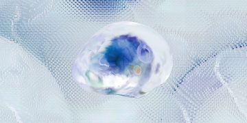 3D rendered abstract brain concept with neural network.