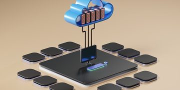 3D render of cloud computing concept