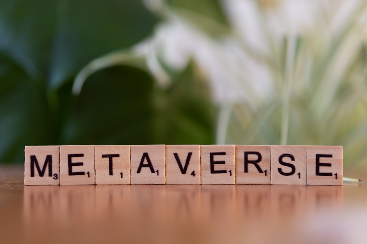 A close up of a block that says metaverse on it