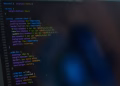 Close-up of CSS code displayed on a computer monitor, showcasing web development.