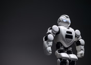 A futuristic robot, captured in a close-up studio shoot, showcasing innovation and design.