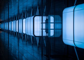 blue and white LED shelves