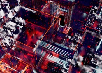 디지털 네트워크와 데이터 흐름 추상 이미지