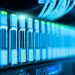 data center server racks blue led illuminated