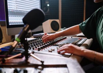 recording studio mixing console microphone music production