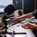 recording studio mixing console microphone music production