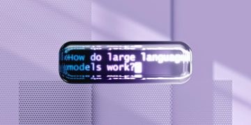 A digital representation of how large language models function in AI technology.