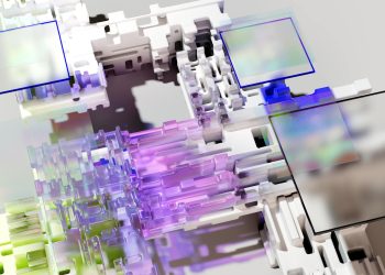 Colorful abstract 3D rendering showcasing AI and deep learning technology.