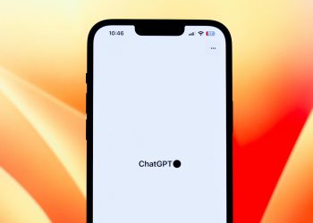 Close-up view of a smartphone showcasing the ChatGPT app against a colorful background.
