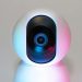 Futuristic IP security camera in soft lighting, perfect for modern smart home setups.