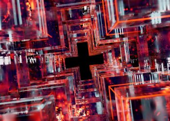 Abstract depiction of digital circuits with vibrant colors and intricate patterns.