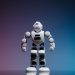 A modern toy robot standing on a gradient background, showcasing innovation and technology.