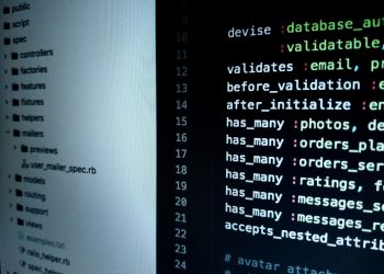 Detailed view of Ruby on Rails code highlighting software development intricacies.