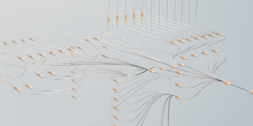 Elegant 3D visualization of neural networks showcasing abstract connections in a digital space.