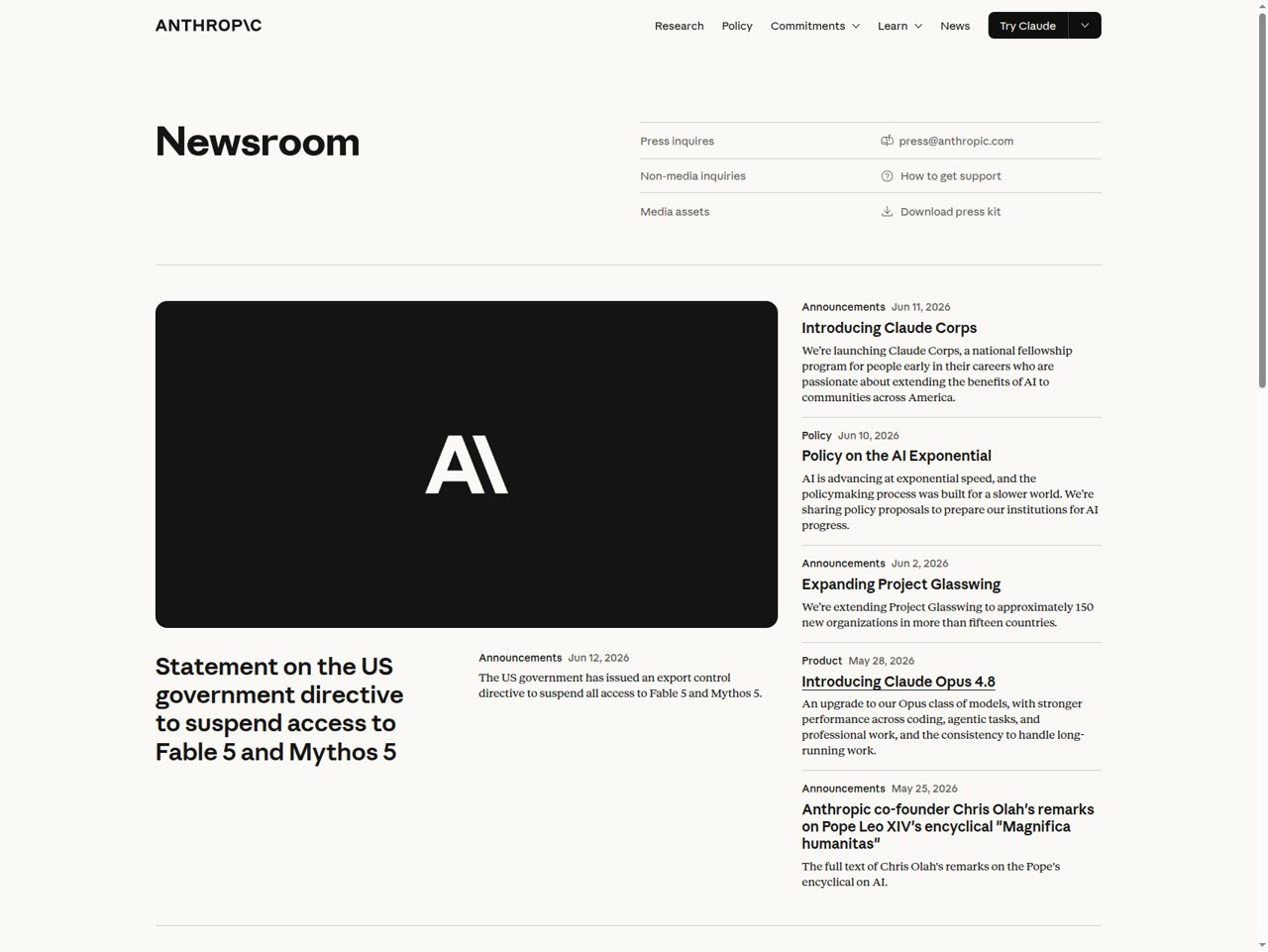 anthropic newsroom announcement