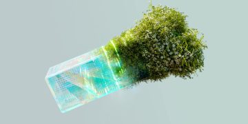 A conceptual image blending technology and nature, symbolizing AI's role in sustainable energy.