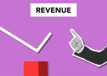 Illustration representing businessman with index finger up showing increase of incomes on graph on purple background
