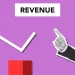Illustration representing businessman with index finger up showing increase of incomes on graph on purple background