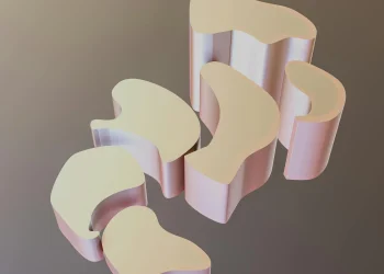 추상적인 3D 형태의 반도체 아키텍처 개념 이미지