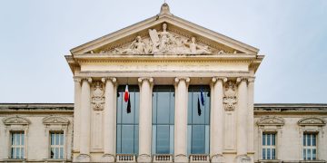 The historic Palais de Justice in Nice, showcasing classic French architectural design.
