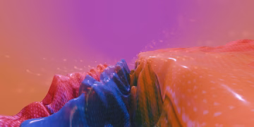 Vibrant abstract 3D rendered landscape with dynamic colors and textures, perfect for digital backgrounds.