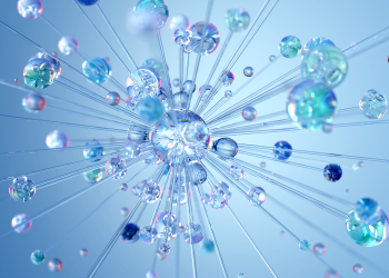 3D render abstract digital visualization depicting neural networks and AI technology.