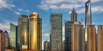 A stunning view of Shanghai's skyline featuring modern skyscrapers and iconic architecture.