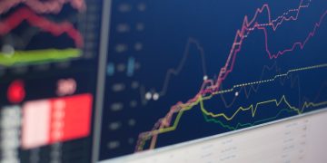 close-up photo of monitor displaying graph