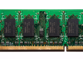 High-quality image of a computer RAM module showcasing detailed circuit design.