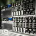 Close-up of server equipment in a modern data center highlighting technology infrastructure.