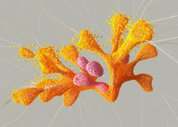 Colorful abstract representation of digital biology using CGI techniques, showca