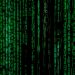 Abstract green matrix code background with binary style.